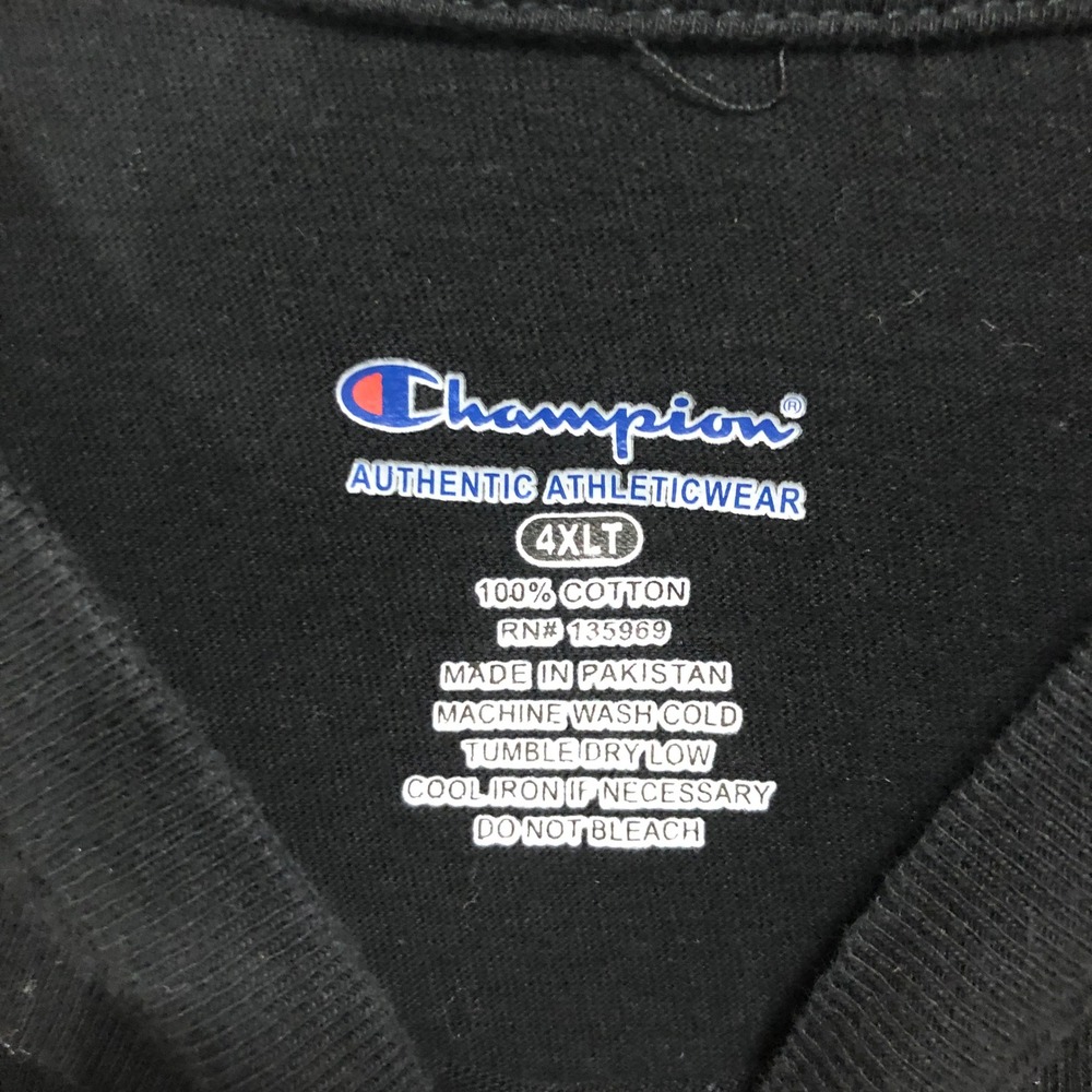 Champion Mens 4XLT Black Graphic Logo T-Shirt Short Sleeve Cotton Big and Tall - Picture 5 of 8
